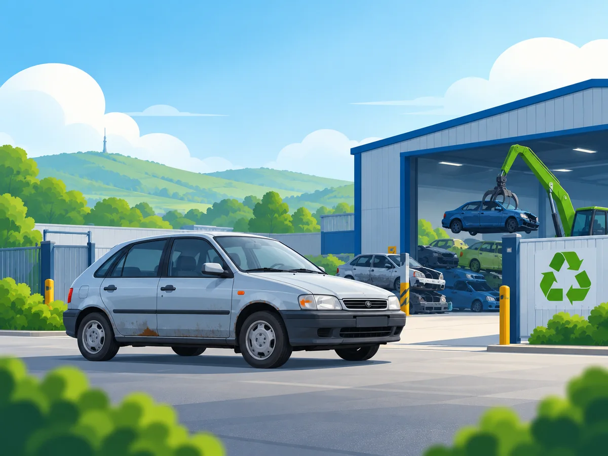 Illustration of a responsible vehicle recycling yard in South Wales